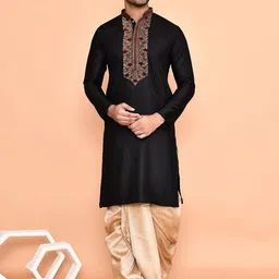 Arihant Rai Sinha Men Floral Embroidered Regular Thread Work Pure Cotton Kurta with Dhoti Pants-image-53