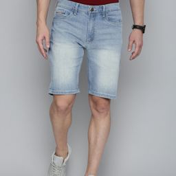 The Indian Garage Co Men Blue Washed Slim Fit Denim Shorts-image-77
