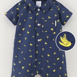 Simply Half Sleeves Romper Banana Print - Blue-picture-40