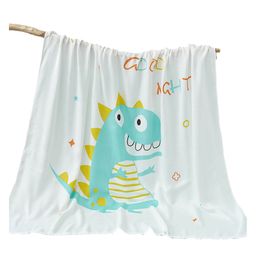Bembika Bamboo Cotton Muslin Swaddle Blanket Baby Little Dinosaur Printed - White-picture-48