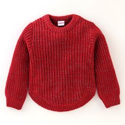 Babyhug 100% Acrylic Knit Full Sleeves Sweater Cable Knit Design - Red-image-76