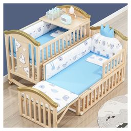 BabyTeddy 12 in 1 Patented Convertible (Forest Theme  6pc bedding set) Baby Crib Wooden, Baby Cot Bed Cradle Swing Desk  , Mosquito Net And Diaper Changing Station-8