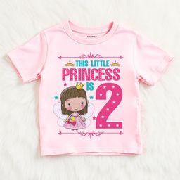 KNITROOT Birthday Theme Half Sleeves This Little Princess Is 2 Text Printed Tee - Pink-8