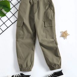 Trampoline Cotton Blend Solid Cargo Pants - Olive Green-image-11