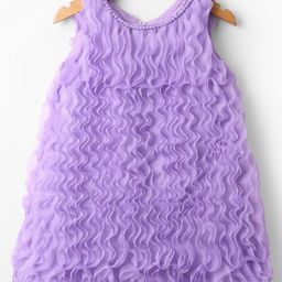 Mark & Mia Woven Sleeveless Solid Party Dress With Ruffle Detailing - Lilac-image-65