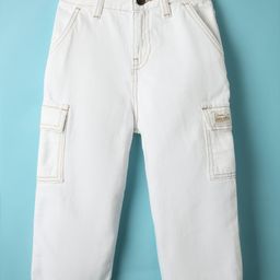 US Polo Assn Cotton Knit Full Length Solid Coloured Jeans-White-image-27