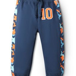 Babyhug Cotton Terry Knit Full Length Cut & Sew Lounge Pants With Abstract Print - Navy Blue-image-68