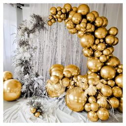 Bubble Trouble Golden Metallic Chrome Balloons With Shiny Surface For Birthdays - Pack of 100 image 2