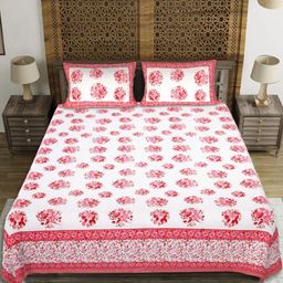 EasyGoods Pink & White Floral 210 TC King Bedsheet with 2 Pillow Covers-image-77