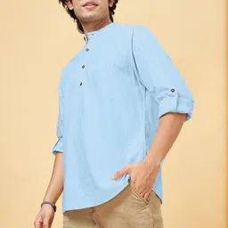 Fifth U Men Turquoise Blue Kurta-49