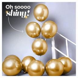 Bubble Trouble Golden Metallic Chrome Balloons With Shiny Surface For Birthdays - Pack of 100 image 3