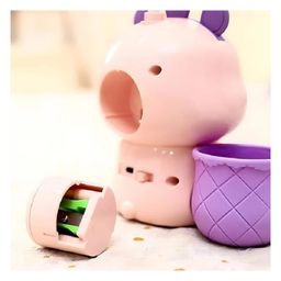 WISHKEY 3-in-1 LED Desk Lamp with Pencil Sharpener and Pen Holder, Flower Shaped, Rabbit Theme, Dual Light Mode Rechargeable Study Desk Lamp, 360 Flexible Hose Table Lamp for Kids, Pink (Pack of 1) image 3