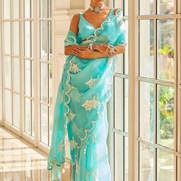 DIVASTRI Embroidered Embellished Mirror Work Jimmy Choo Saree-2