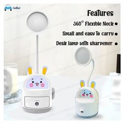 FunBlast Cute Cartoon Design 2 in 1 Table Lamp with Sharpener - White image 5
