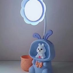 WISHKEY 3-in-1 LED Desk Lamp with Pencil Sharpener and Pen Holder, Flower Shaped, Rabbit Theme, Dual Light Mode Rechargeable Study Desk Lamp, 360 Flexible Hose Table Lamp for Kids, Pink (Pack of 1) image 5