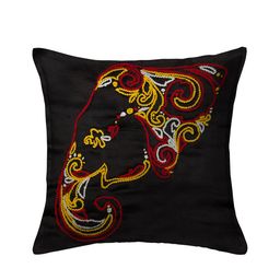 HOUZZCODE Black & Red Set of 2 Embroidered Square Cushion Covers image 3