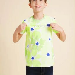 Jack & Jones Junior Boys Green Abstract Regular Fit T-Shirt-image-41