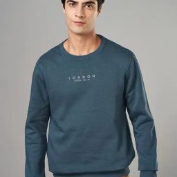 Byford By Pantaloons Blue Cotton Regular Fit Printed Sweatshirt-picture-3