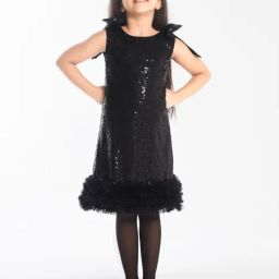Ministitch Girls Black Sequence Party Dress-image-18