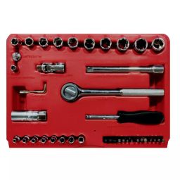 Autofit Chrome Vanadium Steel 1/4-3/8 inch Square Drive 40 pcs Socket Set-39