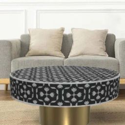 Casagold Floral Inlay Black Round Coffee Table-38