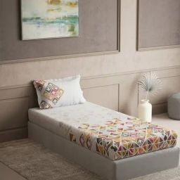 DDecor Radiance Red Cotton Geometric 144 TC Single Bedsheet with Pillow Cover-picture-29
