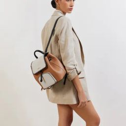 Miraggio Claire Ivory & Tan Textured Backpack-picture-45