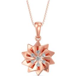 Joyalukkas 18k Rose Gold & Diamond Floral Pendant with Chain for Women-image-35