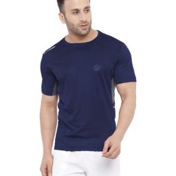 Chkokko Navy Regular Fit Sports T-Shirt-image-63
