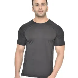 Chkokko Black Regular Fit Sports T-Shirt-image-62