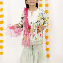 Little Bansi Kids Green Floral Print Suit Set-image-25