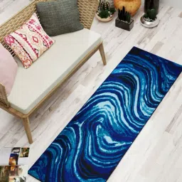 Bianca Dark Blue Microfibre Non-Slip Rug-39