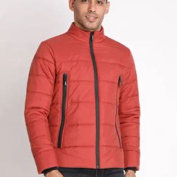 Chkokko Red Regular Fit Quilted Jacket-image-8