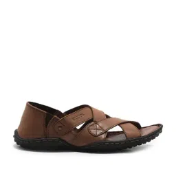 Woods Men's Cognac Cross Strap Sandals-image-41