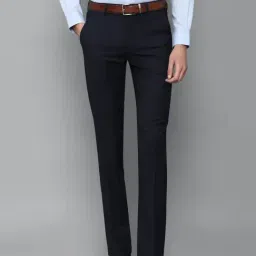 Louis Philippe Navy Blue Slim Fit Trousers-picture-33