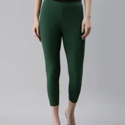 Kryptic Dark Green Soild Crop Length Leggings-image-45
