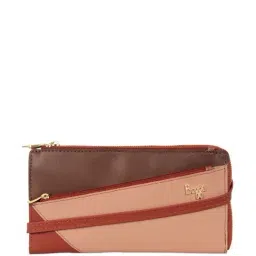 Baggit Tan Color Block Zip Around Wallet for Women-image-5