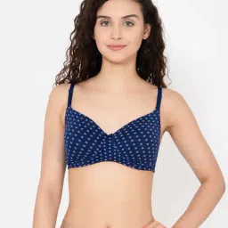 Clovia Blue Printed Full Coverage Non-Wired T-Shirt Bra-image-103