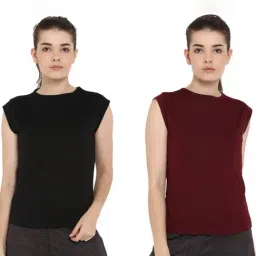 Appulse Black & Maroon Cotton T-Shirt - Pack of 2-image-87