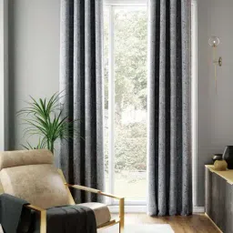 Bianca TREMEZZO Silver Faux Silk 9 Ft. Long Door Curtain - Set of 2-41