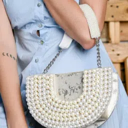 Odette White Embellished Handbag-image-29