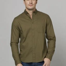 Celio* Green Cotton Regular Fit Shirts-image-23