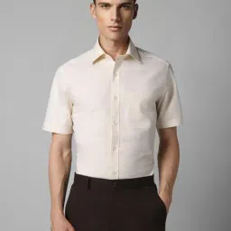 Louis Philippe Beige Cotton Regular Fit Texture Shirt-picture-23