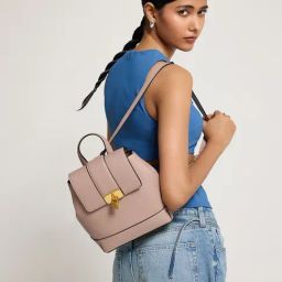 Miraggio Rome Pink Textured Backpack-image-66