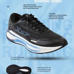 Xtep Men Textured LeatherLace-Up Running Shoes image 5