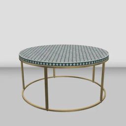Casagold Georgia Inlay Sea Green Coffee Table with Metal Stand - Targua-image-10