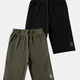 Kiddopanti Kids Black & Steel Grey Logo Cycling Shorts (Pack of 2)-image-97