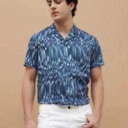 Forca By Lifestyle Blue Regular Fit Printed Shirt-image-57