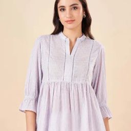 Akkriti by Pantaloons Purple Cotton Self Pattern Tunic-image-83