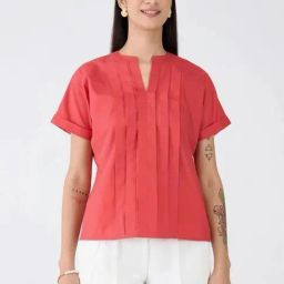 SALT Attire Red Mulled Wine Pleated Top-image-86
